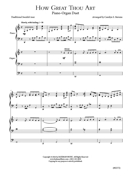 How Great Thou Art - Piano and Organ Duet