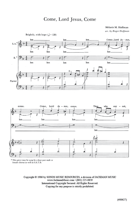 Come, Lord Jesus, Come - SATB