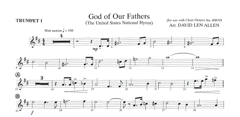 God of Our Fathers - Brass & Percussion Parts