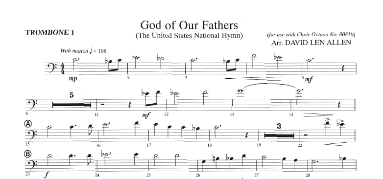 God of Our Fathers - Brass & Percussion Parts