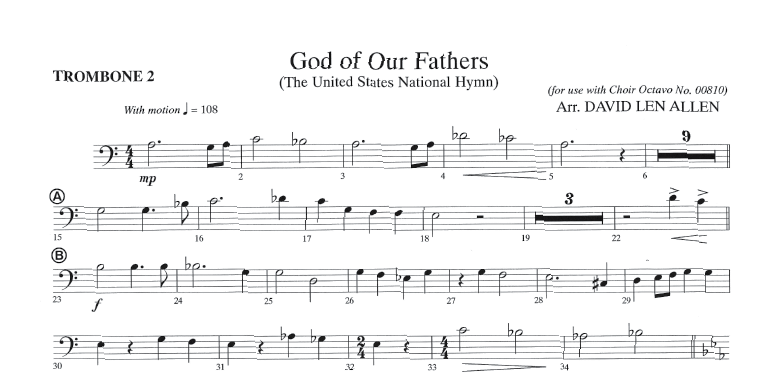 God of Our Fathers - Brass & Percussion Parts
