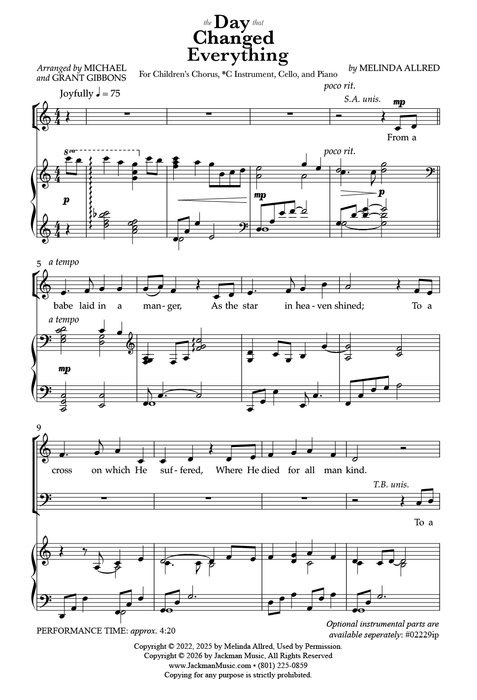 The Day That Changed Everything - SATB