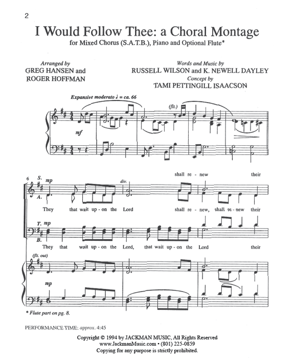 I Would Follow Thee: Choral Montage - SATB