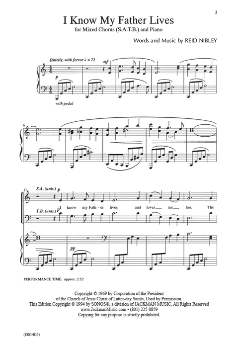 I Know My Father Lives - SATB