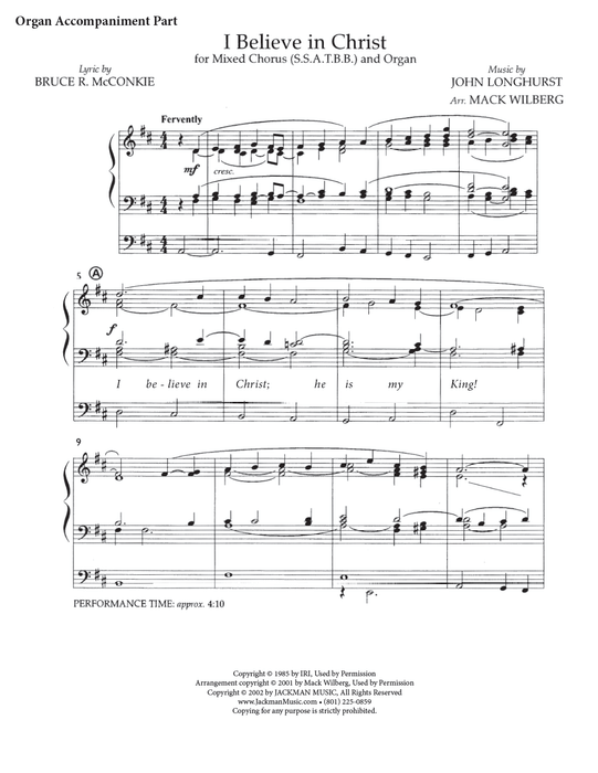 I Believe in Christ - SSATBB - Wilberg