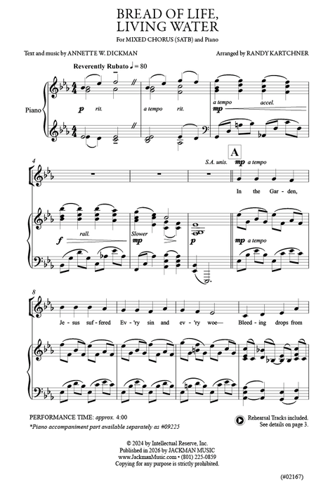 Bread of Life, Living Water - SATB | Sheet Music | Jackman Music