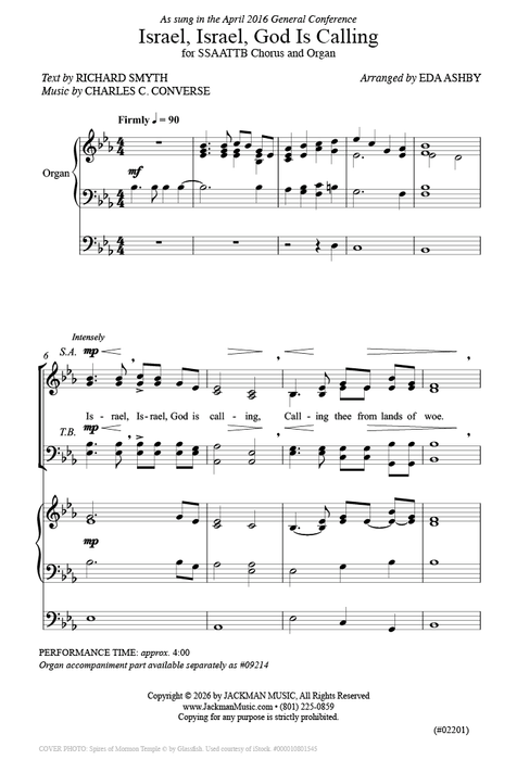 Israel, Israel, God Is Calling - SSAATTB | Sheet Music | Jackman Music