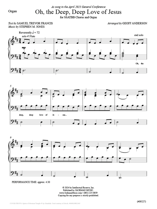 Oh, the Deep, Deep Love of Jesus - SSATBB | Sheet Music | Jackman Music