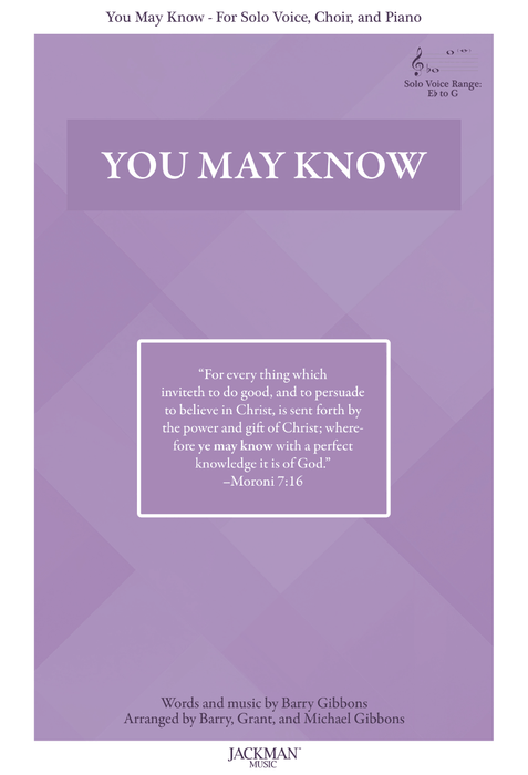 You May Know - Solo Voice, Choir, and Piano