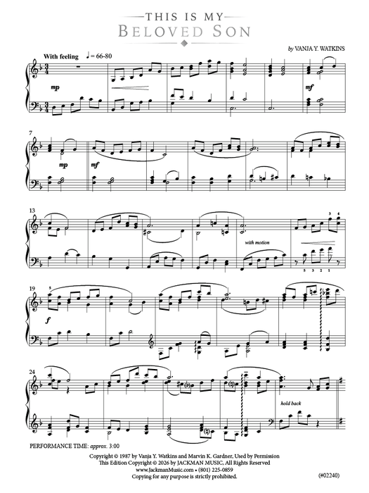 This Is My Beloved Son - Piano Solo