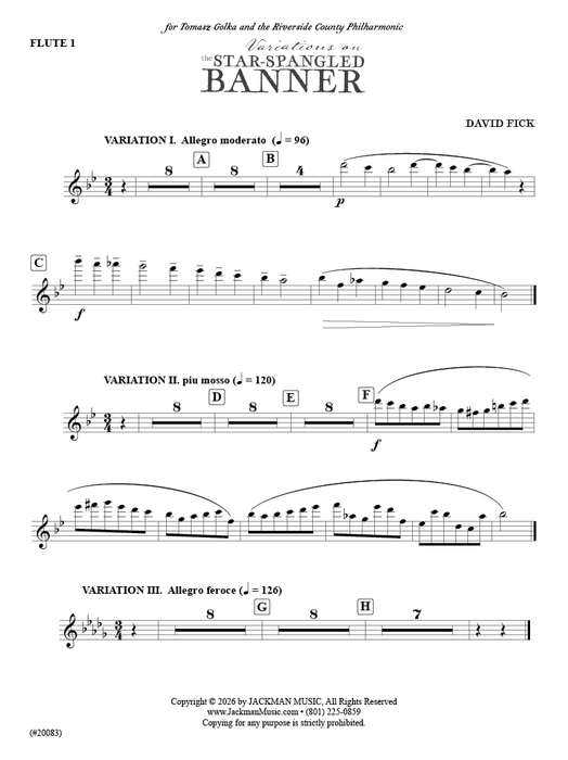 Variations on the Star-Spangled Banner for Full Orchestra - Score and Parts