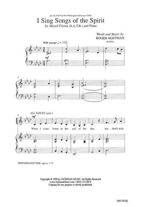 I Sing Songs of the Spirit - SATB