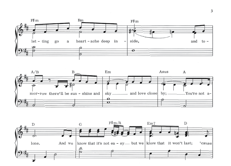 You're Not Alone - Easy Piano/Vocal Solo