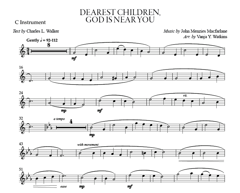 Dearest Children, God Is Near You - Solo B flat Clarinet (or C Instrument)