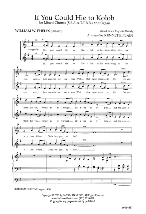 If You Could Hie to Kolob - SSAATTBB