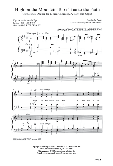 High on the Mountain Top / True to the Faith - SATB | Sheet Music | Jackman Music