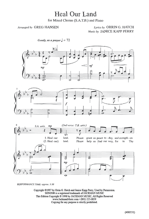 Heal Our Land - SATB - Hansen