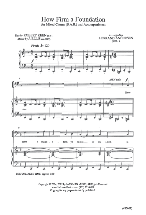 How Firm A Foundation Medley - SAB - Andersen