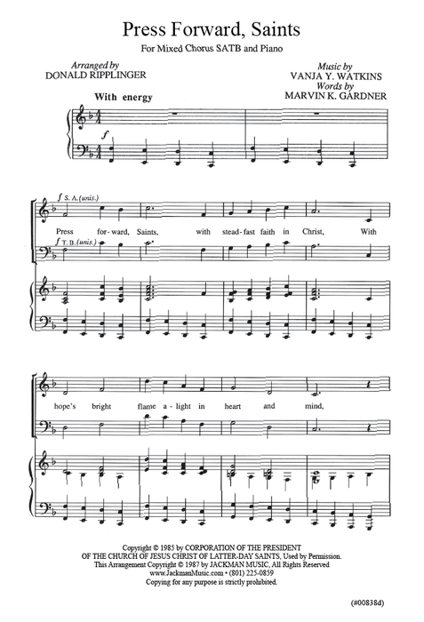 Press Forward Saints - SATB - Ripplinger