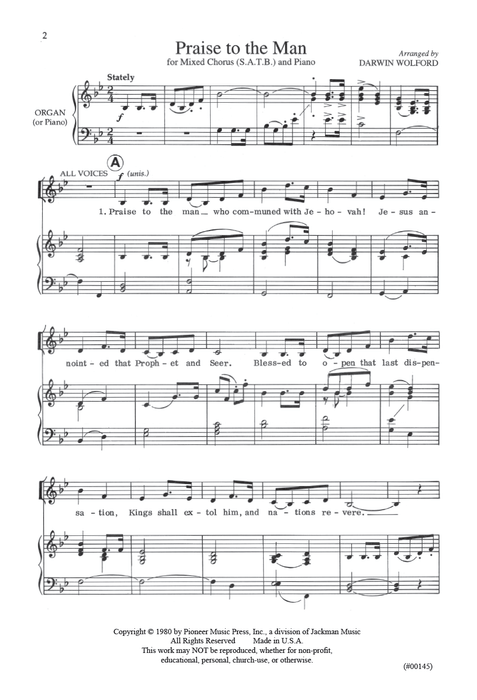 Praise to the Man - SATB - Wolford | Sheet Music | Jackman Music
