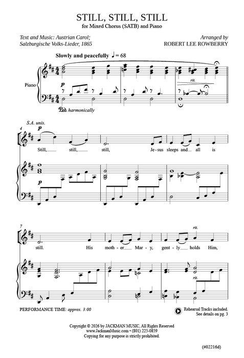 Still, Still, Still - SATB - Robert Rowberry