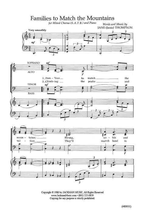 Families to Match the Mountains - SATB - Thompson
