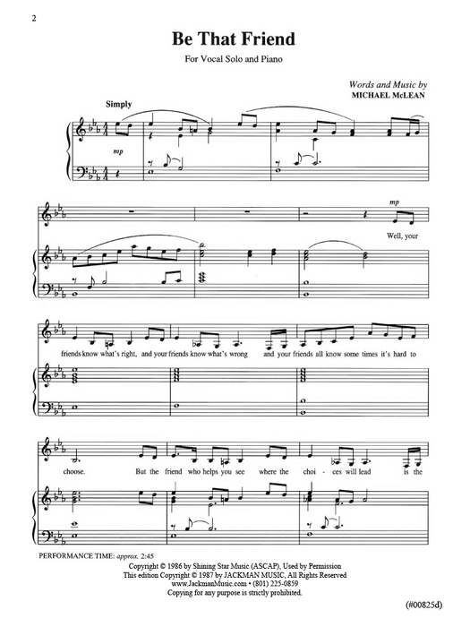 Be that Friend - Vocal Solo