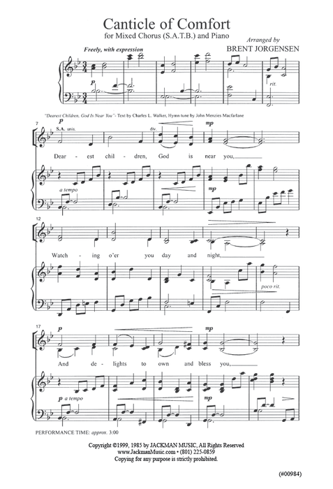 Canticle of Comfort - SATB