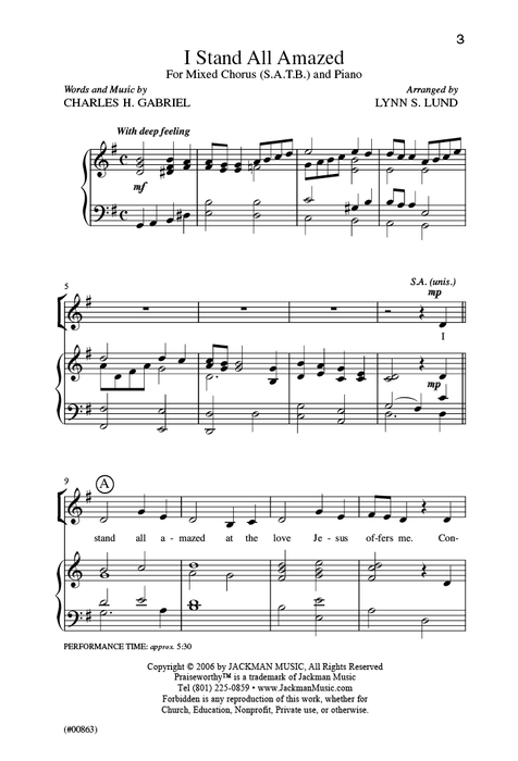 I Stand All Amazed - SATB - Lund