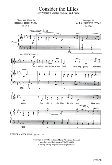 Consider the Lilies - SSA