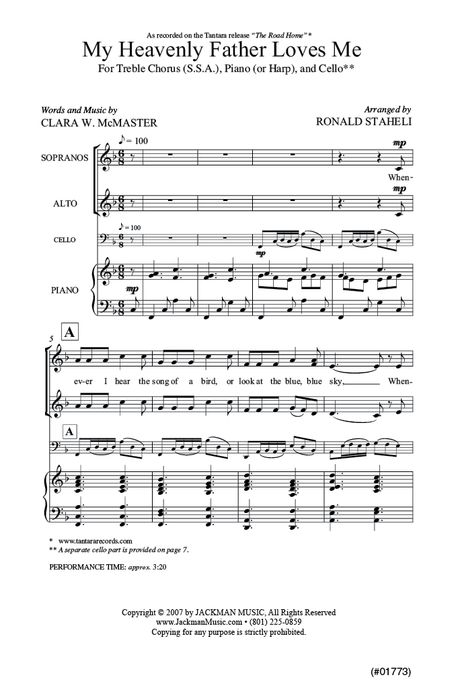 My Heavenly Father Loves Me - SSA