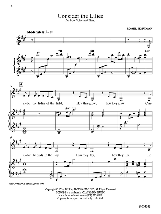 Consider the Lilies - Vocal Solo - Low