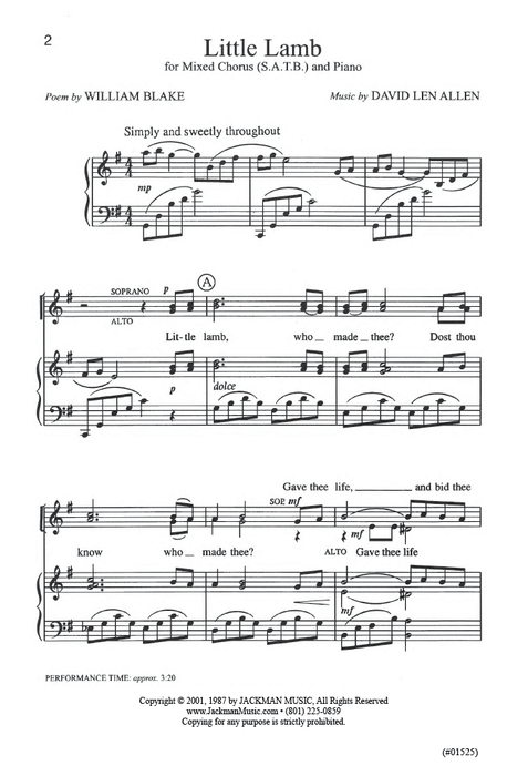 Little Lamb - SATB - Allen