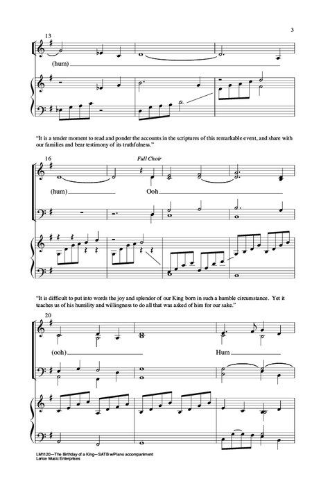 The Birthday of a King - SATB