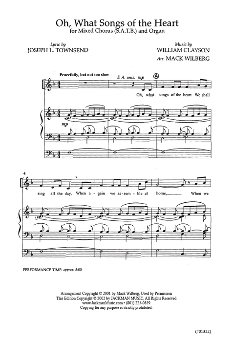 Oh What Songs of the Heart - SATB