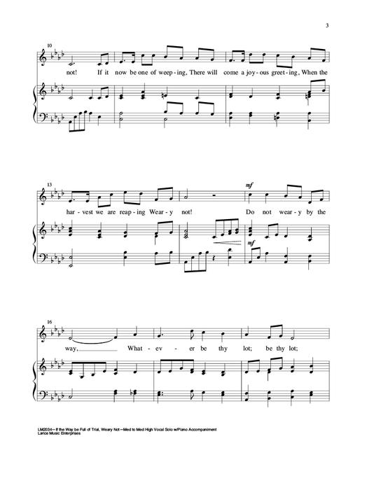 If the Way Be Full of Trial, Weary Not - Vocal Solo