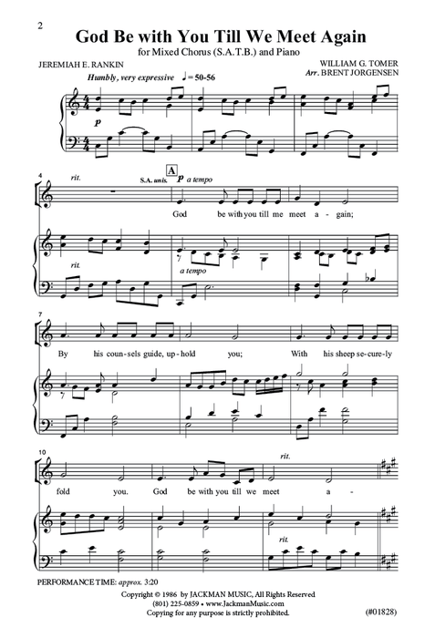 God Be With You Till We Meet Again - SATB