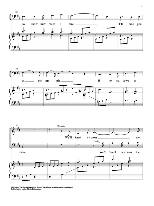 The Temple Wedding Song - Vocal Duet