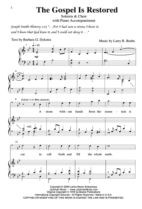 The Gospel Is Restored - Soloists & SATB Choir