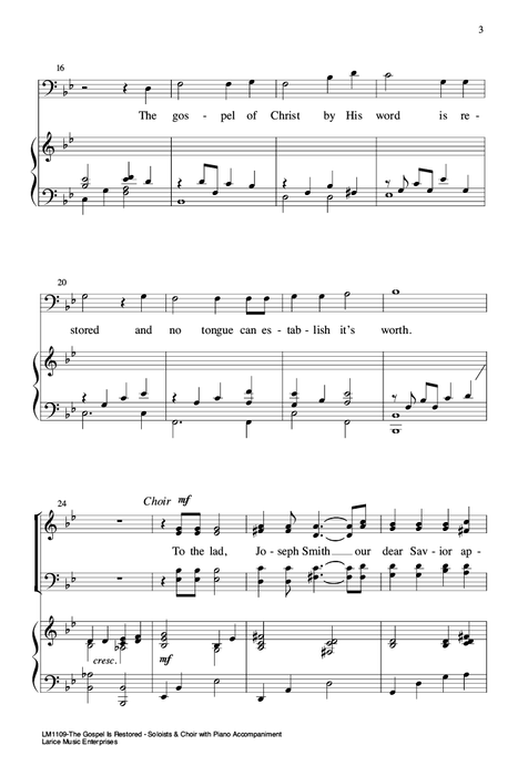 The Gospel Is Restored - Soloists & SATB Choir