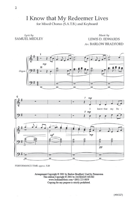 I Know That My Redeemer Lives - SATB - Bradford
