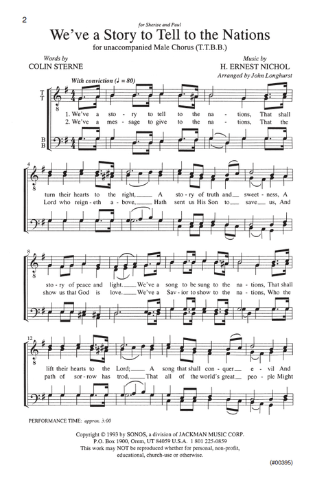 Three Anthems for Missionaries - TTBB a cappella