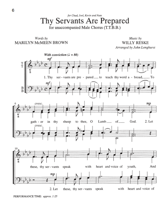 Three Anthems for Missionaries - TTBB a cappella