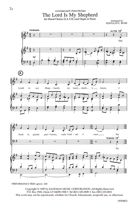 The Lord Is My Shepherd - SATB - Bush