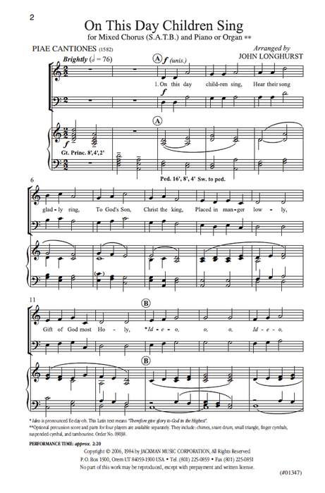 On This Day Children Sing - SATB