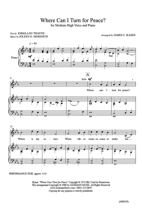 Where Can I Turn for Peace - Vocal Solo