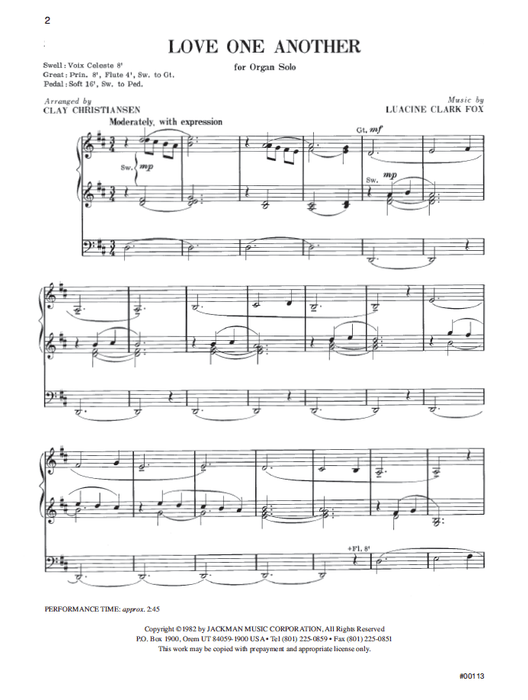 Love One Another - Organ Solo (Digital Download)
