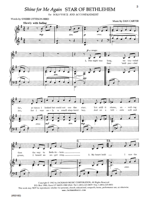 Shine for Me Again, Star of Bethlehem - Vocal Solo