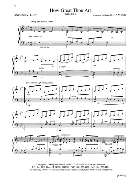 How Great Thou Art - Piano Solo - Naylor