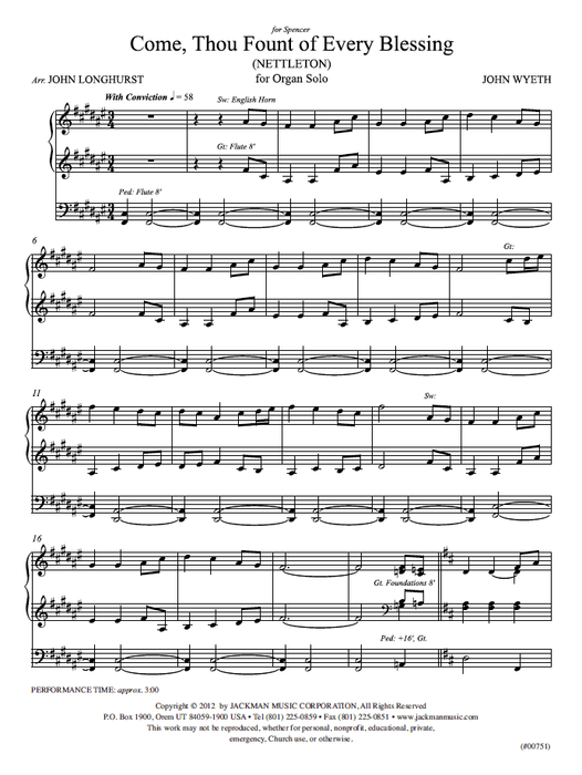 Come Thou Fount of Every Blessing - Organ Solo